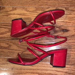 Bright Red low heeled sandals